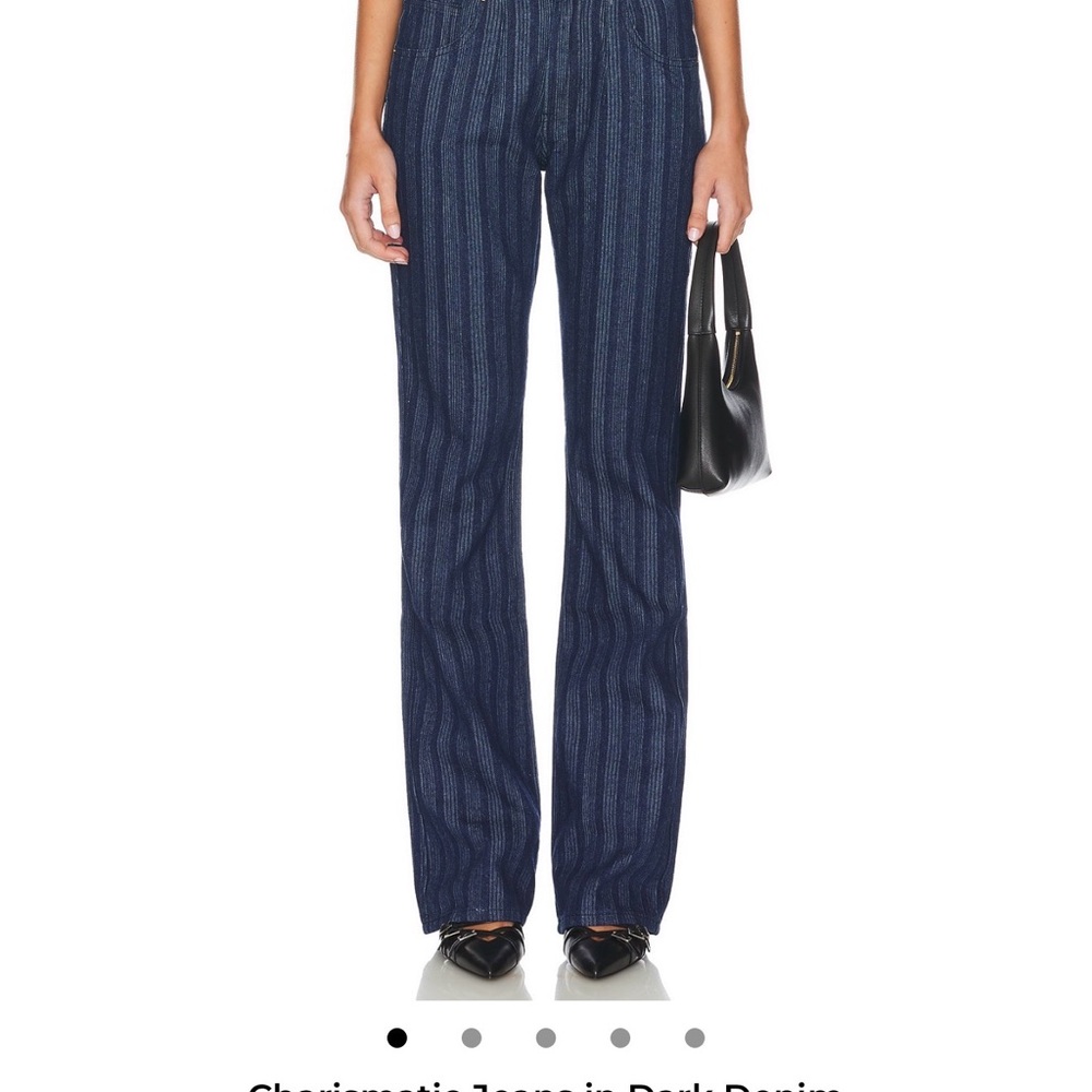 Lioness Dark Blue Striped Flare Jeans